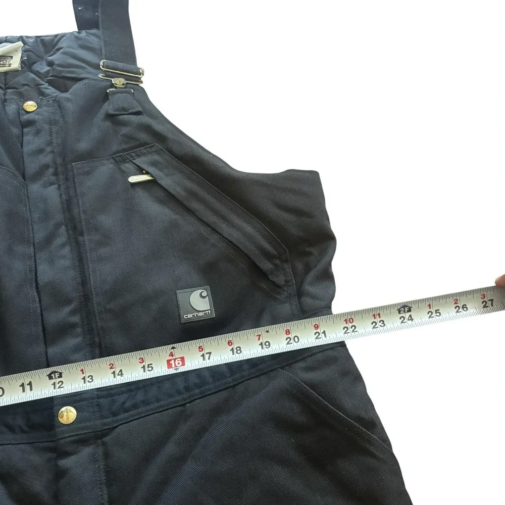 Carhartt Bib Overalls Mens Black Insulated Canvas Workwear Quilt Lined 40x32